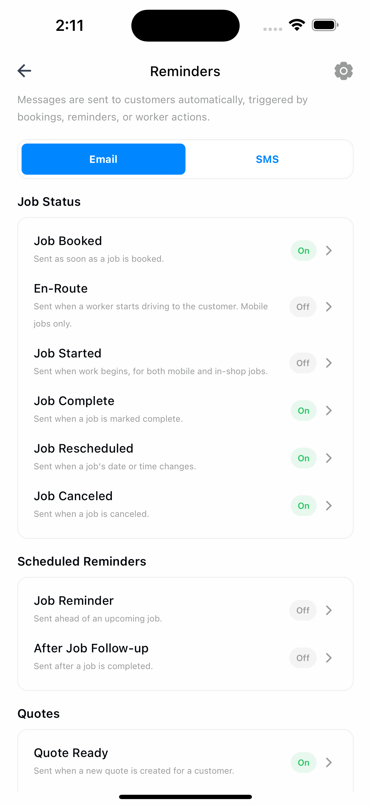 Refine appointment reminders for detailing customers