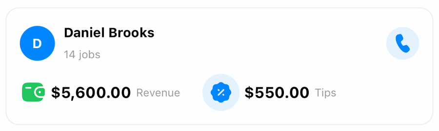Refine employee earnings report with jobs, revenue, and tips